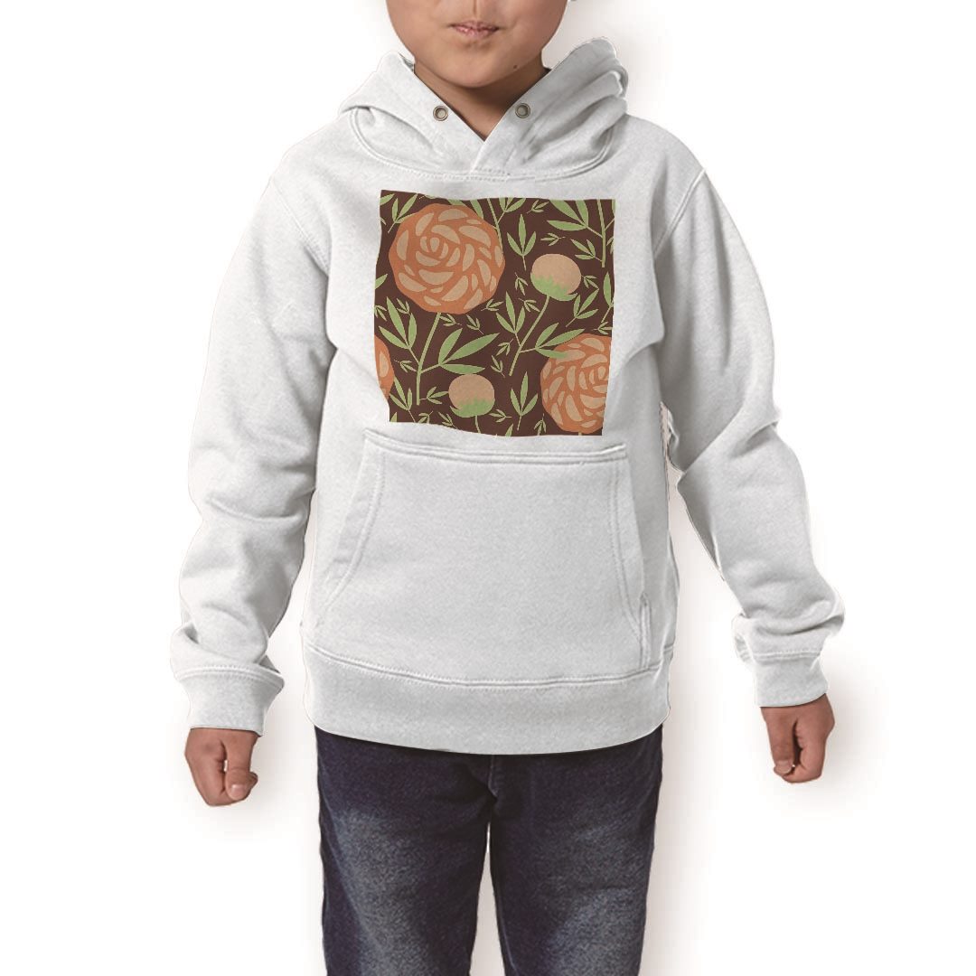 パーカー キッズ ホワイト グレー ブラック デザイン 110 130 150 parker hooded sweatshirt フーディ 白　黒　灰色 子供 男の子 女の子 007459 花　フラワー　イラスト　模様