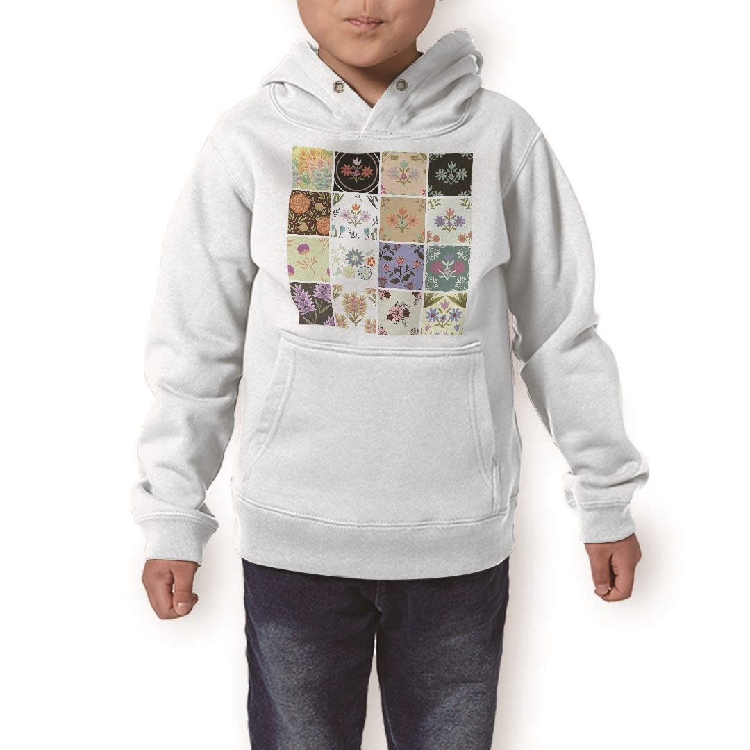 パーカー キッズ ホワイト グレー ブラック デザイン 110 130 150 parker hooded sweatshirt フーディ 白　黒　灰色 子供 男の子 女の子 007464 花　フラワー　イラスト　模様
