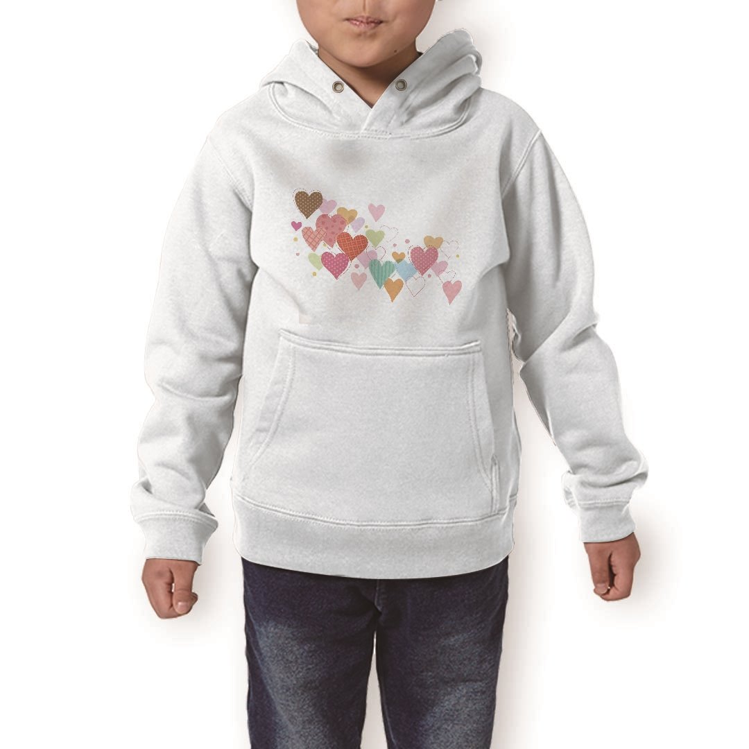 パーカー キッズ ホワイト グレー ブラック デザイン 110 130 150 parker hooded sweatshirt フーディ 白 黒 灰色 子供 男の子 女の子 007796 ハート ピンク 水玉 チェック