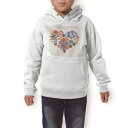 パーカー キッズ ホワイト グレー ブラック デザイン 110 130 150 parker hooded sweatshirt フーディ 白　黒　灰色 子供 男の子 女の子 007831 花　フラワー　鳥　カラフル　ハート