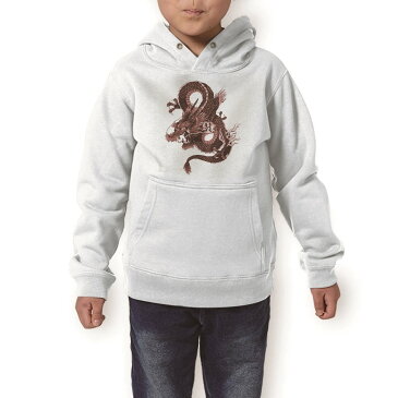 パーカー キッズ ホワイト グレー ブラック デザイン 110 130 150 parker hooded sweatshirt フーディ 白　黒　灰色 子供 男の子 女の子 008347 和柄　和風　赤　レッド　龍