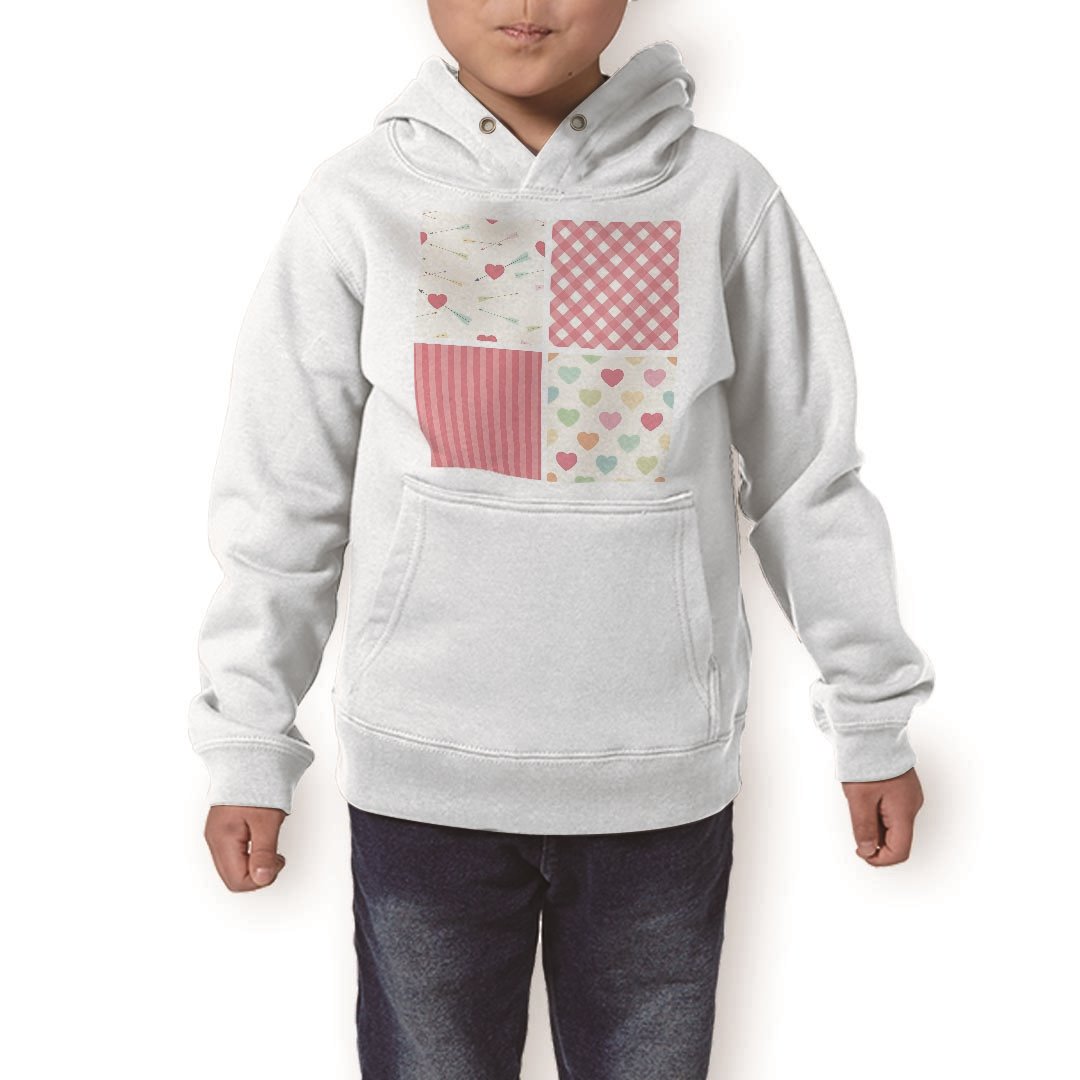 パーカー キッズ ホワイト グレー ブラック デザイン 110 130 150 parker hooded sweatshirt フーディ 白　黒　灰色 子供 男の子 女の子 008395 ハート　パステル　カラフル　模様