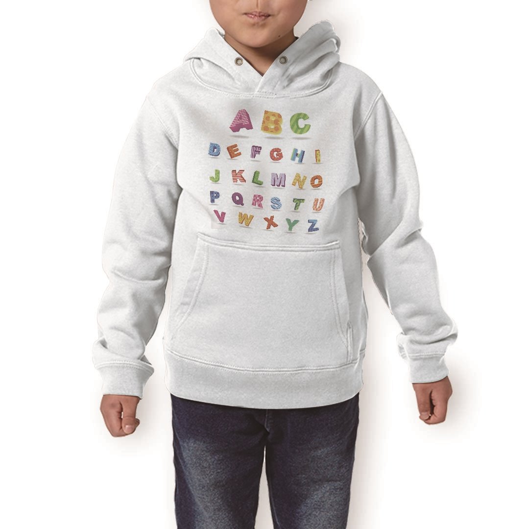 パーカー キッズ ホワイト グレー ブラック デザイン 110 130 150 parker hooded sweatshirt フーディ 白　黒　灰色 子供 男の子 女の子 008855 アルファベット　カラフル　文字(4)