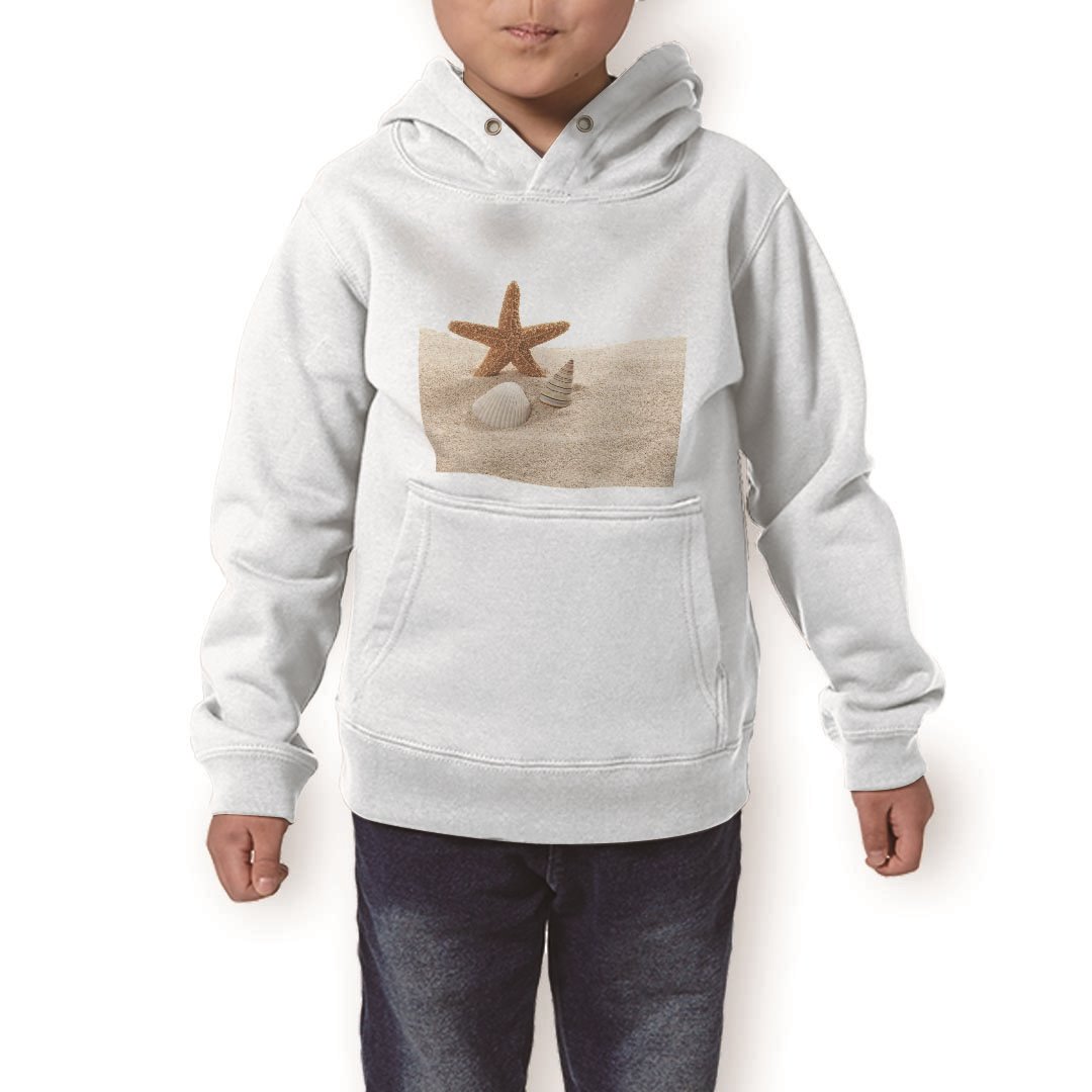 パーカー キッズ ホワイト グレー ブラック デザイン 110 130 150 parker hooded sweatshirt フーディ 白　黒　灰色 子供 男の子 女の子 009536 貝殻　海　写真