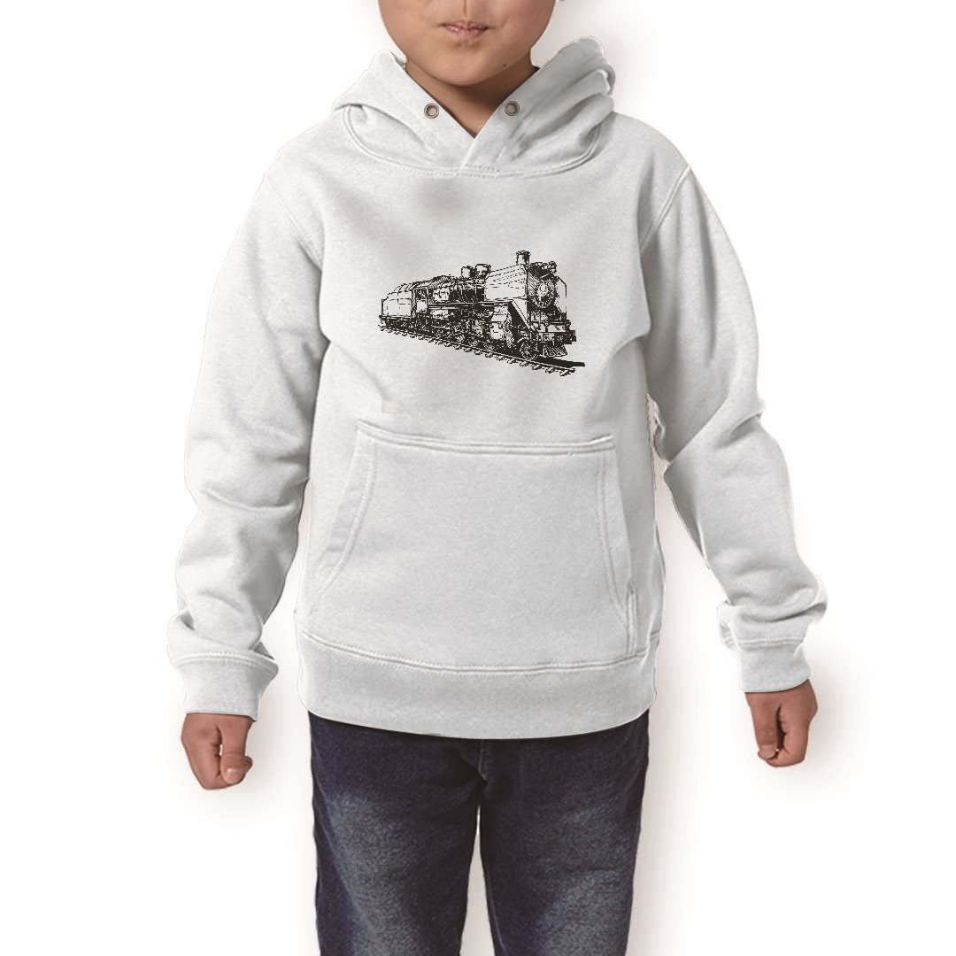 パーカー キッズ ホワイト グレー ブラック デザイン 110 130 150 parker hooded sweatshirt フーディ 白　黒　灰色 子供 男の子 女の子 009544 乗り物　電車　モノクロ