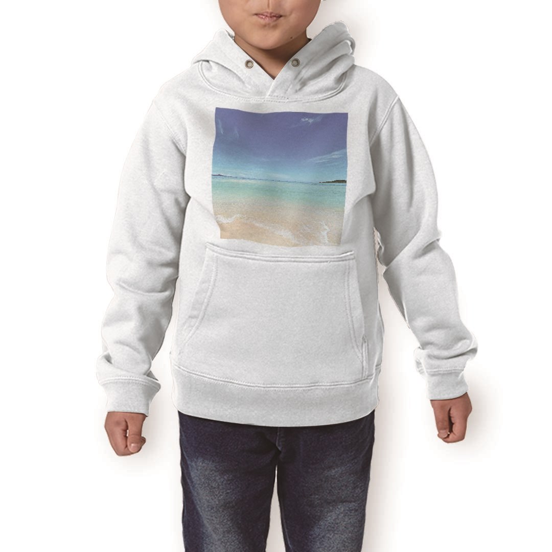 楽天kabeコレパーカー キッズ ホワイト グレー ブラック デザイン 110 130 150 parker hooded sweatshirt フーディ 白　黒　灰色 子供 男の子 女の子 009637 風景　海　空　写真