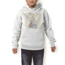 パーカー キッズ ホワイト グレー ブラック デザイン 110 130 150 parker hooded sweatshirt フーディ 白 黒 灰色 子供 男の子 女の子 009740 クリスマス ツリー 青