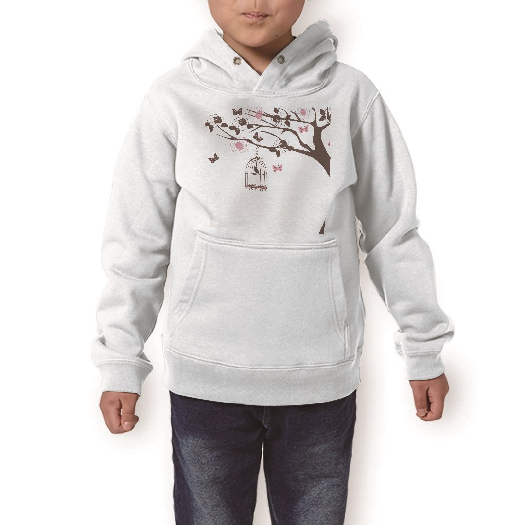 パーカー キッズ ホワイト グレー ブラック デザイン 110 130 150 parker hooded sweatshirt フーディ 白 黒 灰色 子供 男の子 女の子 009797 フラワー 鳥 蝶