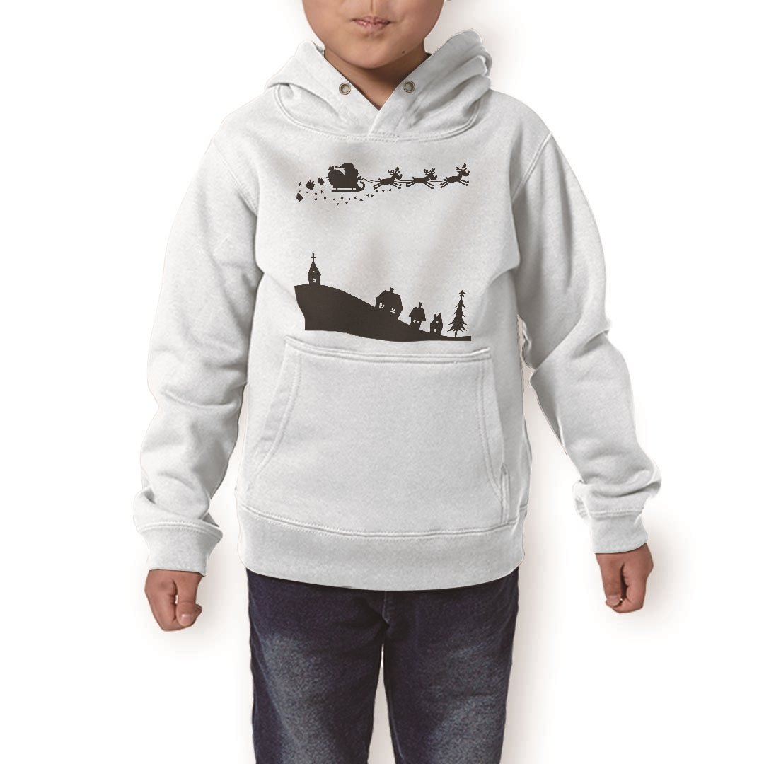 パーカー キッズ ホワイト グレー ブラック デザイン 110 130 150 parker hooded sweatshirt フーディ 白　黒　灰色 子供 男の子 女の子 010015 クリスマス　サンタ　白　黒