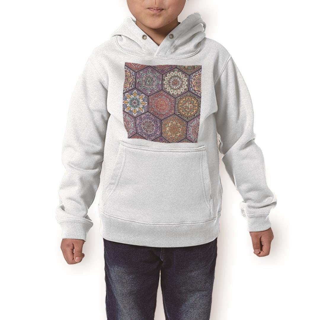楽天kabeコレパーカー キッズ ホワイト グレー ブラック デザイン 110 130 150 parker hooded sweatshirt フーディ 白　黒　灰色 子供 男の子 女の子 010131 アジアン　模様　カラフル