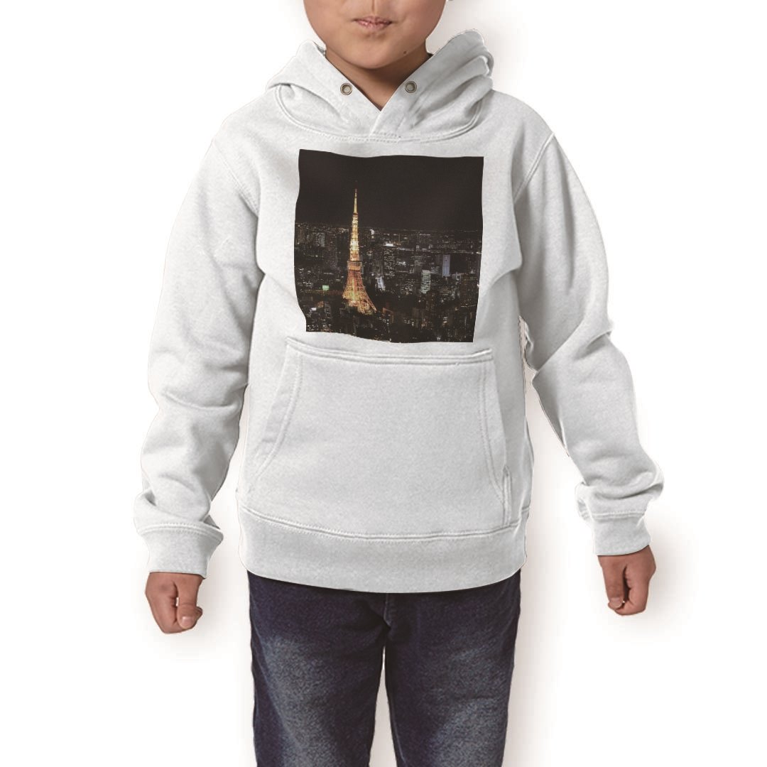 パーカー キッズ ホワイト グレー ブラック デザイン 110 130 150 parker hooded sweatshirt フーディ 白　黒　灰色 子供 男の子 女の子 010228 風景　夜景　写真