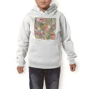 パーカー キッズ ホワイト グレー ブラック デザイン 110 130 150 parker hooded sweatshirt フーディ 白　黒　灰色 子供 男の子 女の子 010237 フラワー　花　水彩