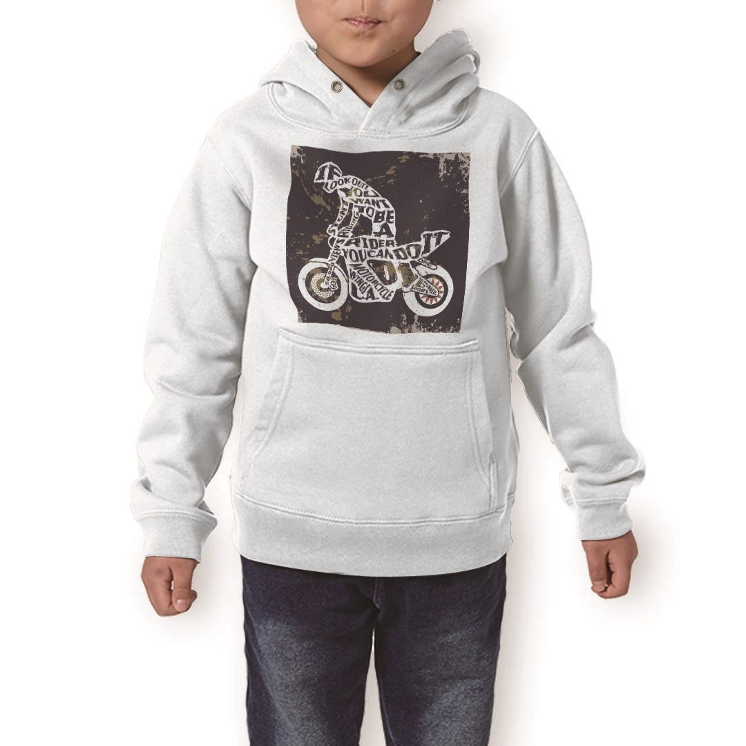 パーカー キッズ ホワイト グレー ブラック デザイン 110 130 150 parker hooded sweatshirt フーディ 白　黒　灰色 子供 男の子 女の子 010389 乗り物　バイク　イラスト
