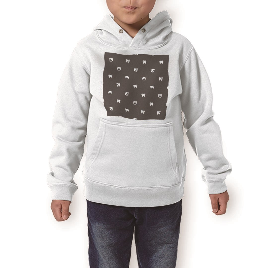 パーカー キッズ ホワイト グレー ブラック デザイン 110 130 150 parker hooded sweatshirt フーディ 白　黒　灰色 子供 男の子 女の子 010658 くま　動物　グレー