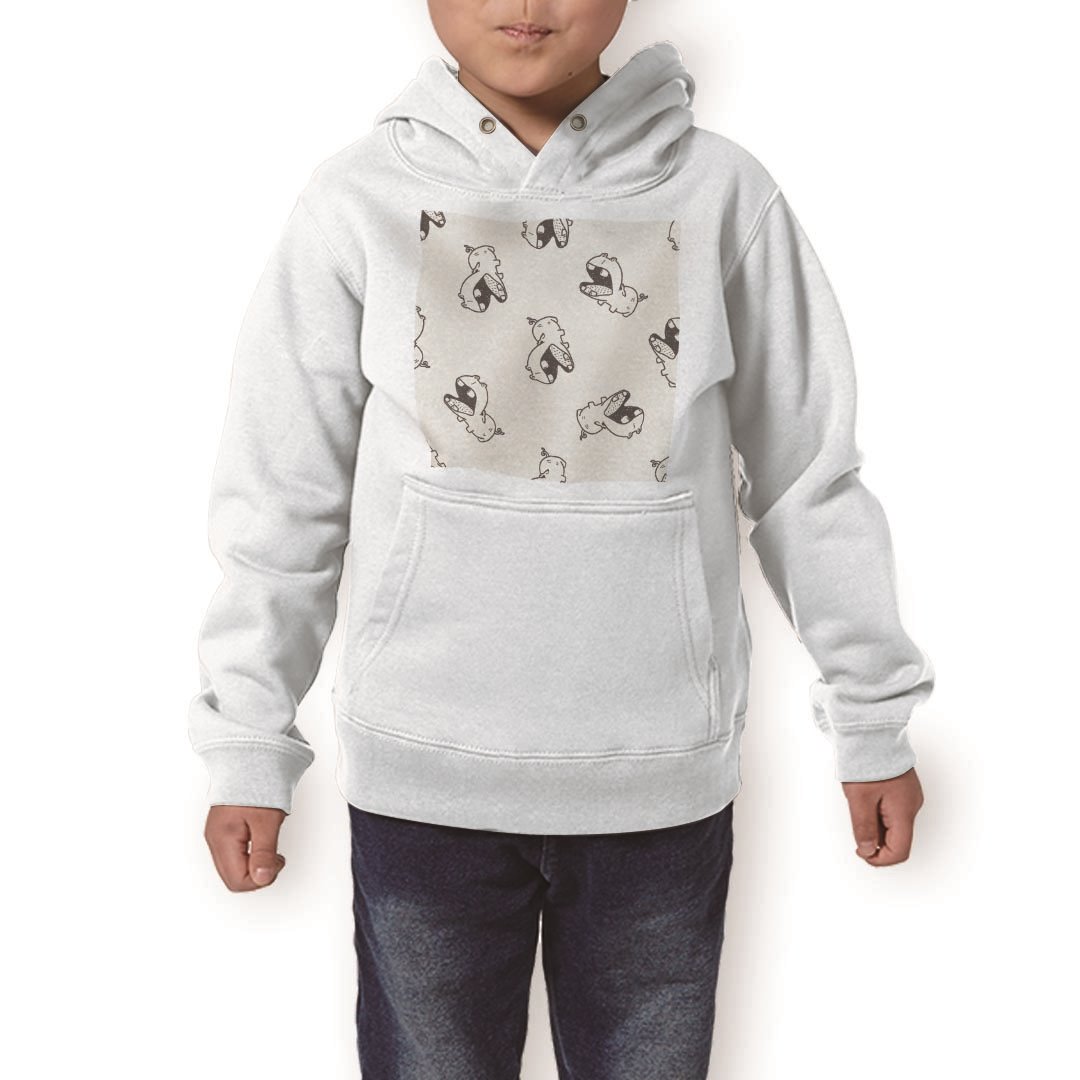 パーカー キッズ ホワイト グレー ブラック デザイン 110 130 150 parker hooded sweatshirt フーディ 白　黒　灰色 子供 男の子 女の子 010705 カバ　動物　イラスト