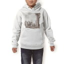 パーカー キッズ ホワイト グレー ブラック デザイン 110 130 150 parker hooded sweatshirt フーディ 白　黒　灰色 子供 男の子 女の子 010799 風景　写真　景色