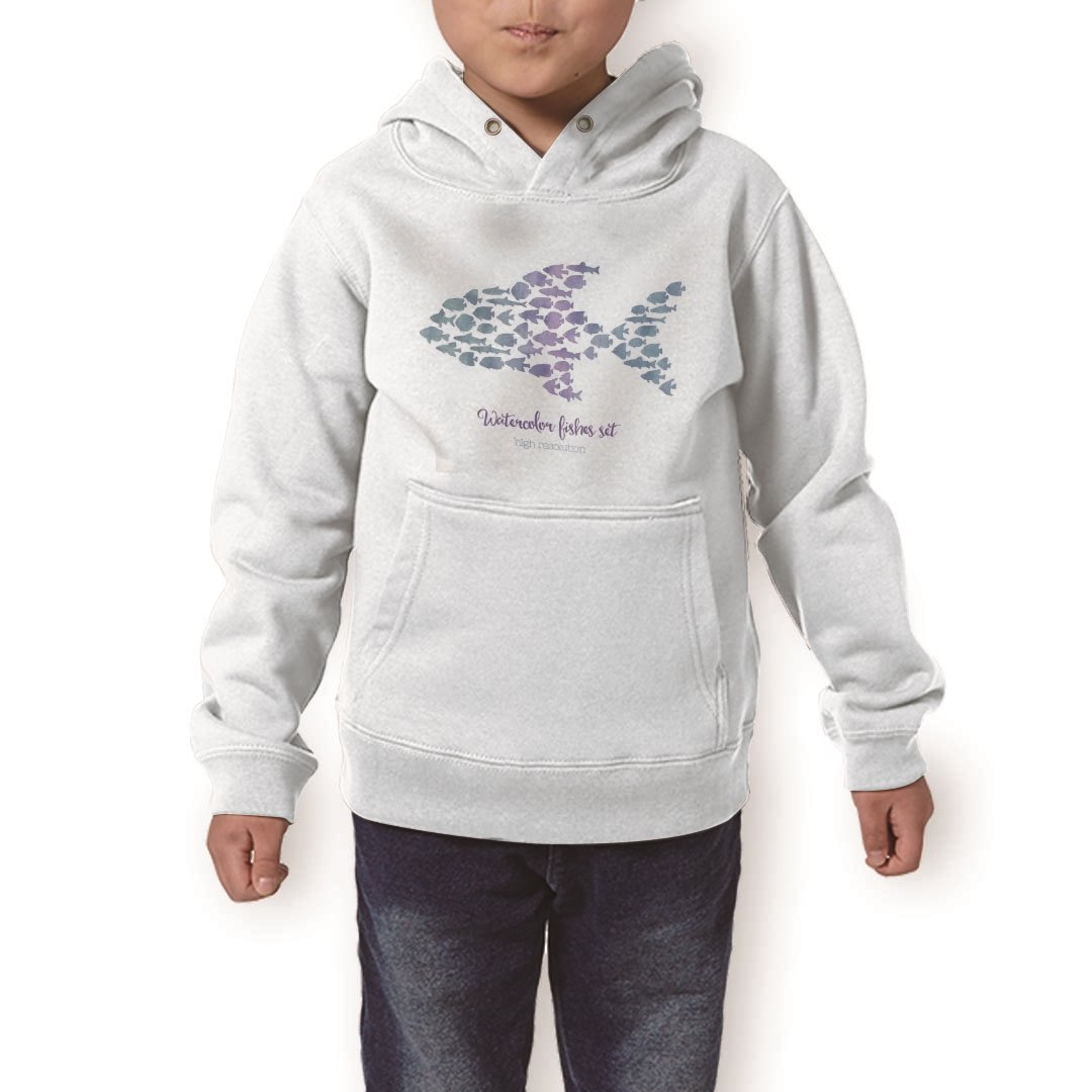 パーカー キッズ ホワイト グレー ブラック デザイン 110 130 150 parker hooded sweatshirt フーディ 白　黒　灰色 子供 男の子 女の子 010964 魚　海　青