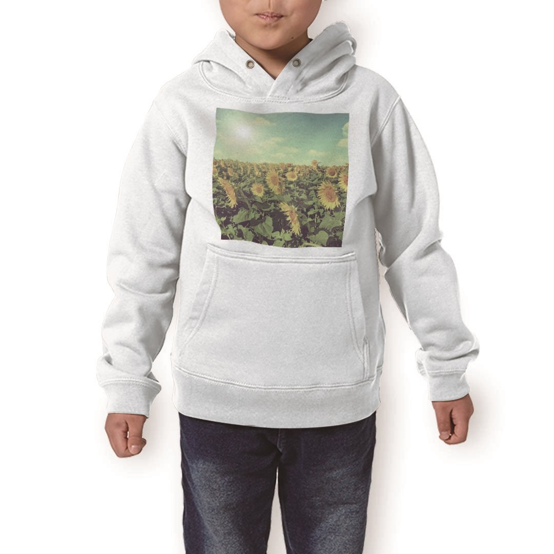 パーカー キッズ ホワイト グレー ブラック デザイン 110 130 150 parker hooded sweatshirt フーディ 白 黒 灰色 子供 男の子 女の子 011053 花 ひまわり 夏