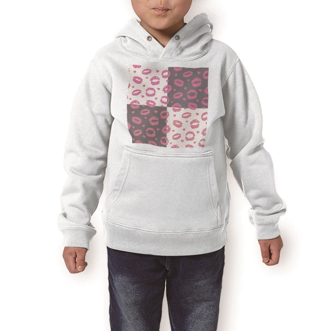 パーカー キッズ ホワイト グレー ブラック デザイン 110 130 150 parker hooded sweatshirt フーディ 白　黒　灰色 子供 男の子 女の子 011191 唇　ハート　ピンク