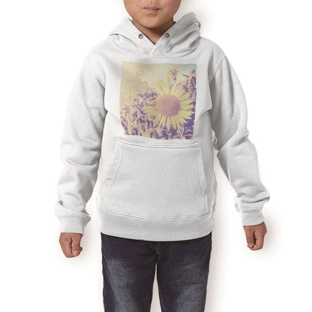 パーカー キッズ ホワイト グレー ブラック デザイン 110 130 150 parker hooded sweatshirt フーディ 白　黒　灰色 子供 男の子 女の子 011309 花　ひまわり　写真(4)
