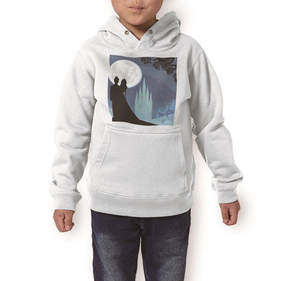 パーカー キッズ ホワイト グレー ブラック デザイン 110 130 150 parker hooded sweatshirt フーディ 白　黒　灰色 子供 男の子 女の子 011334 プリンセス　カップル　お城