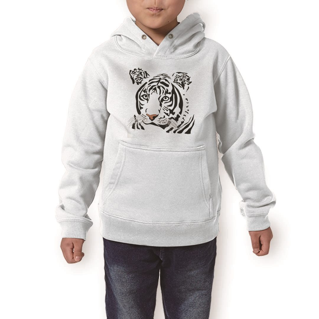 パーカー キッズ ホワイト グレー ブラック デザイン 110 130 150 parker hooded sweatshirt フーディ 白　黒　灰色 子供 男の子 女の子 011548 動物　アニマル　虎