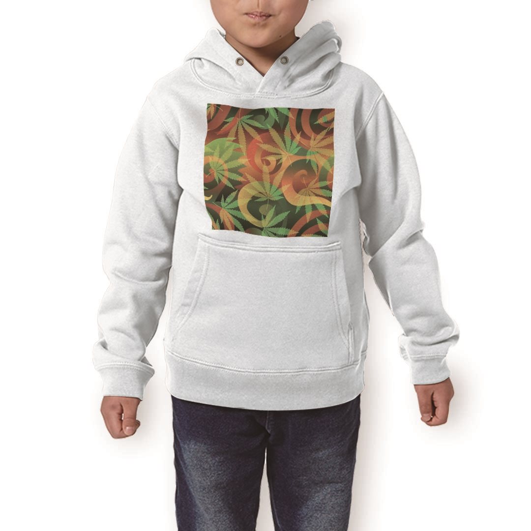 パーカー キッズ ホワイト グレー ブラック デザイン 110 130 150 parker hooded sweatshirt フーディ 白　黒　灰色 子供 男の子 女の子 011734 レゲエ　植物　カラフル