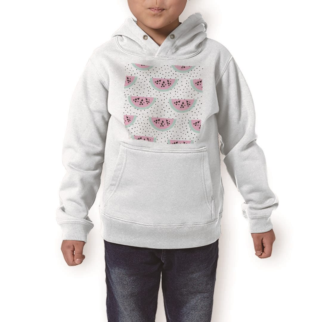 パーカー キッズ ホワイト グレー ブラック デザイン 110 130 150 parker hooded sweatshirt フーディ 白　黒　灰色 子供 男の子 女の子 012153 スイカ　ドット　夏