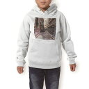 パーカー キッズ ホワイト グレー ブラック デザイン 110 130 150 parker hooded sweatshirt フーディ 白　黒　灰色 子供 男の子 女の子 012366 ペイント　風景　町