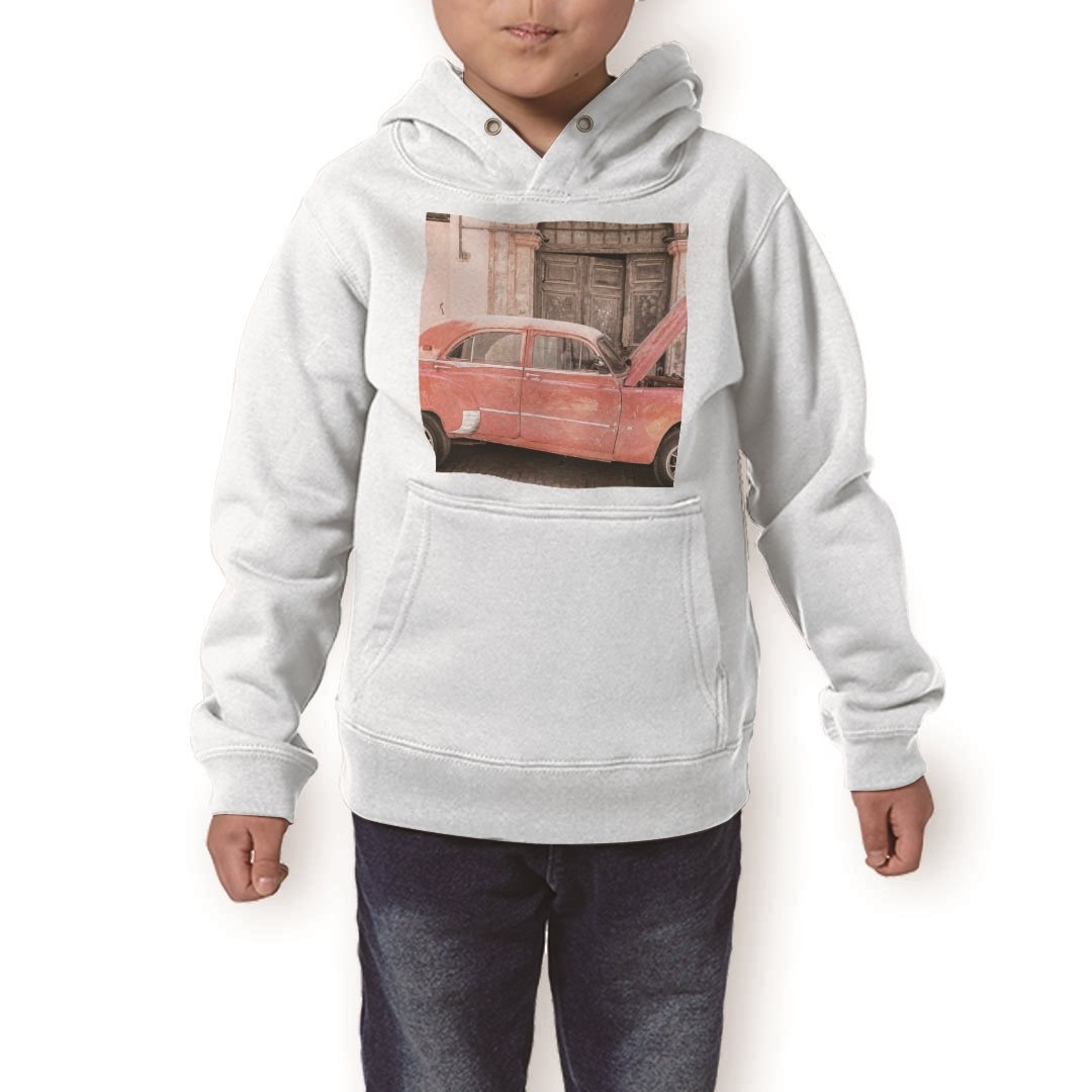 パーカー キッズ ホワイト グレー ブラック デザイン 110 130 150 parker hooded sweatshirt フーディ 白　黒　灰色 子供 男の子 女の子 012800 車　レトロ　アンティーク