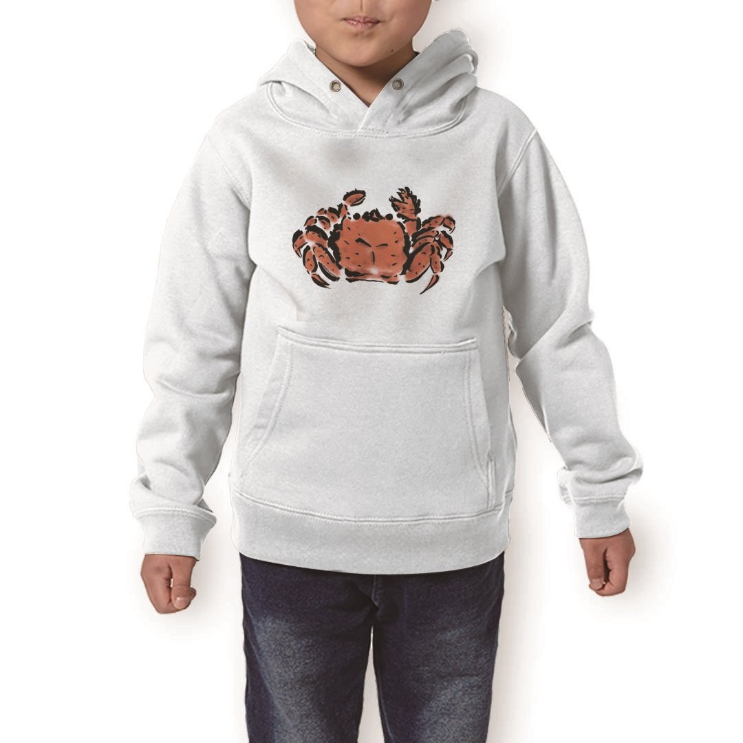 パーカー キッズ ホワイト グレー ブラック デザイン 110 130 150 parker hooded sweatshirt フーディ 白　黒　灰色 子供 男の子 女の子 013264 かに　海　絵