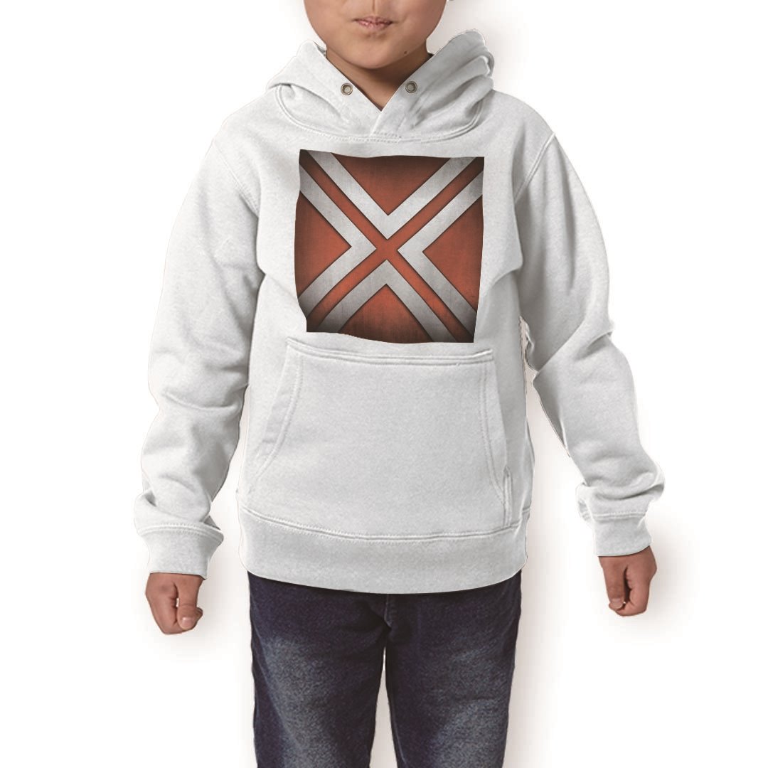 パーカー キッズ ホワイト グレー ブラック デザイン 110 130 150 parker hooded sweatshirt フーディ 白 黒 灰色 子供 男の子 女の子 013275 バツ マーク 赤