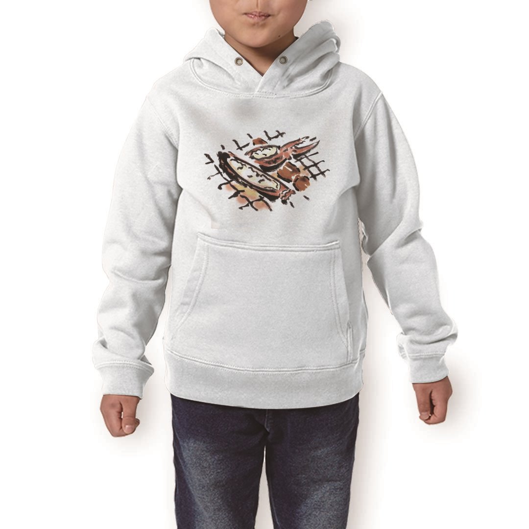 パーカー キッズ ホワイト グレー ブラック デザイン 110 130 150 parker hooded sweatshirt フーディ 白　黒　灰色 子供 男の子 女の子 013297 食べ物　絵　かに