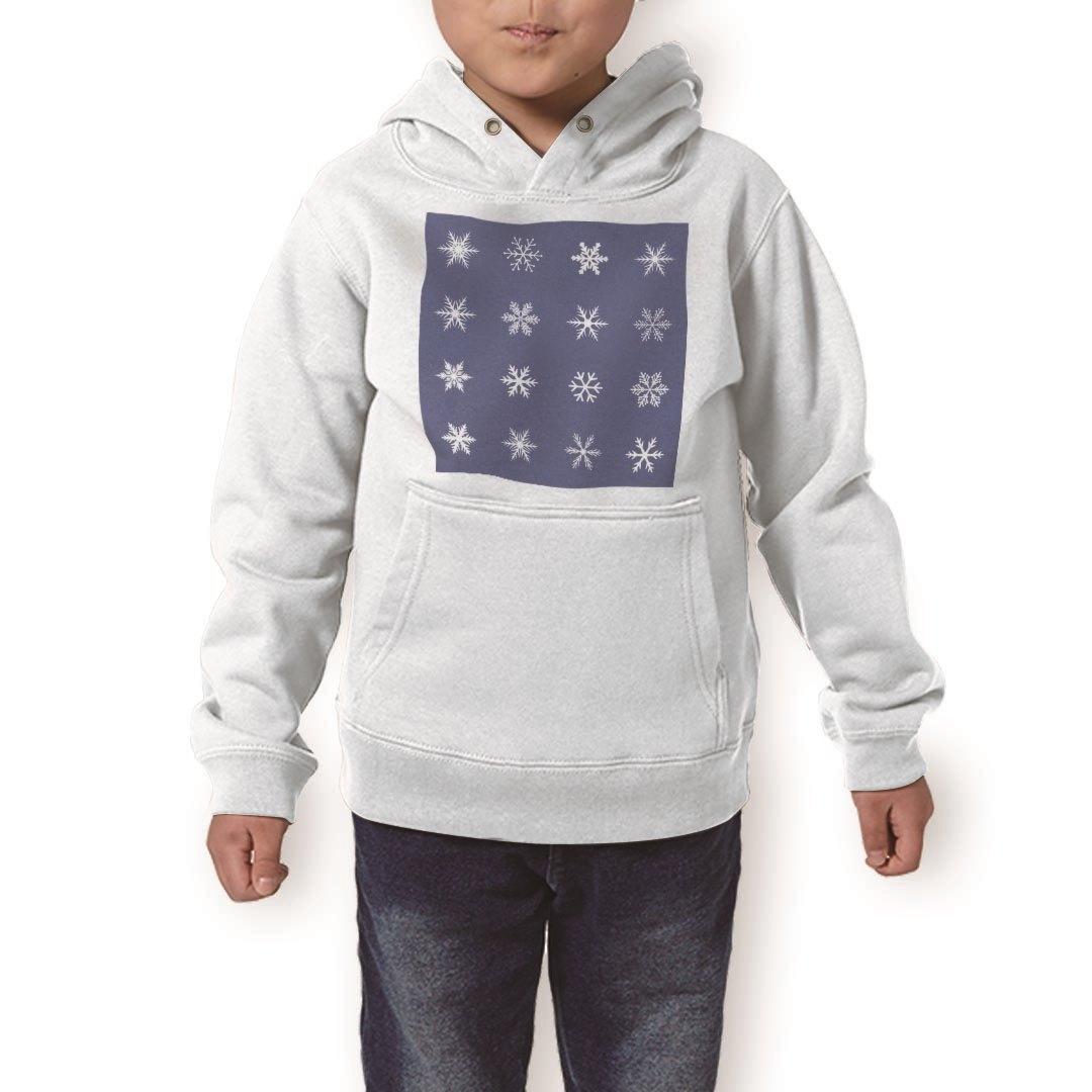 パーカー キッズ ホワイト グレー ブラック デザイン 110 130 150 parker hooded sweatshirt フーディ 白　黒　灰色 子供 男の子 女の子 013448 雪　結晶　青