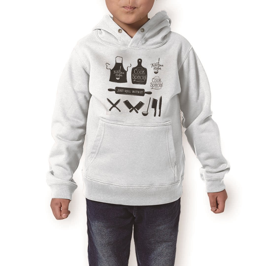 楽天kabeコレパーカー キッズ ホワイト グレー ブラック デザイン 110 130 150 parker hooded sweatshirt フーディ 白　黒　灰色 子供 男の子 女の子 013517 料理　クッキング　キッチン