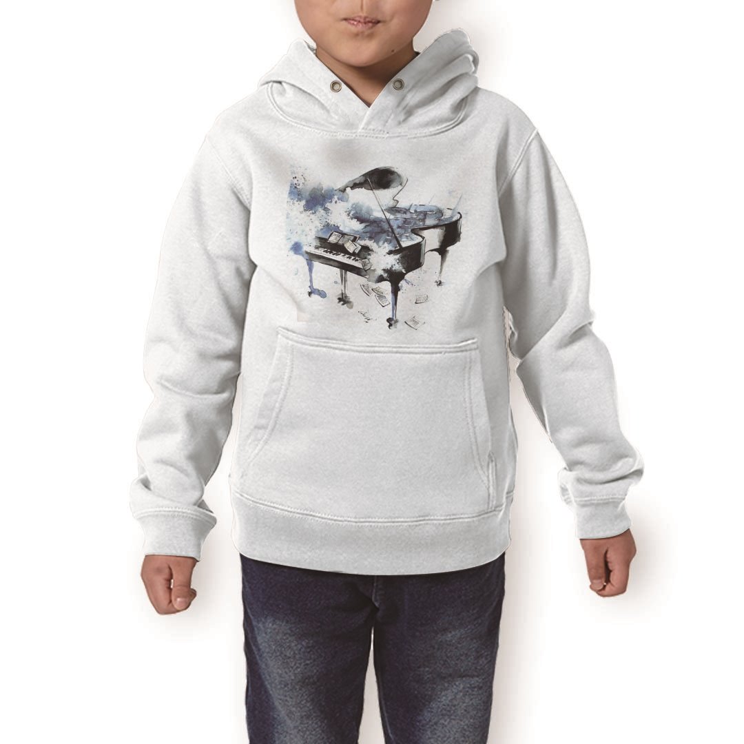 パーカー キッズ ホワイト グレー ブラック デザイン 110 130 150 parker hooded sweatshirt フーディ 白　黒　灰色 子供 男の子 女の子 013616 ピアノ　水彩　楽譜(4)
