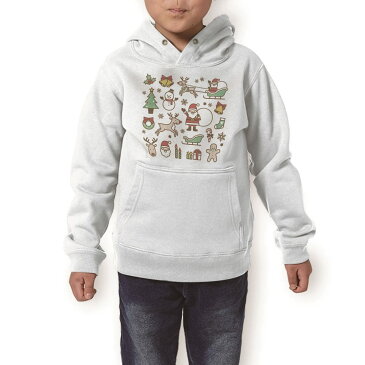 パーカー キッズ ホワイト グレー ブラック デザイン 110 130 150 parker hooded sweatshirt フーディ 白　黒　灰色 子供 男の子 女の子 013795 クリスマス　サンタ　トナカイ