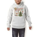 パーカー キッズ ホワイト グレー ブラック デザイン 110 130 150 parker hooded sweatshirt フーディ 白 黒 灰色 子供 男の子 女の子 013954 クリスマス ツリー サンタ