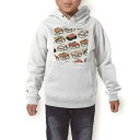 パーカー キッズ ホワイト グレー ブラック デザイン 110 130 150 parker hooded sweatshirt フーディ 白　黒　灰色 子供 男の子 女の子 014003 食べ物　寿司