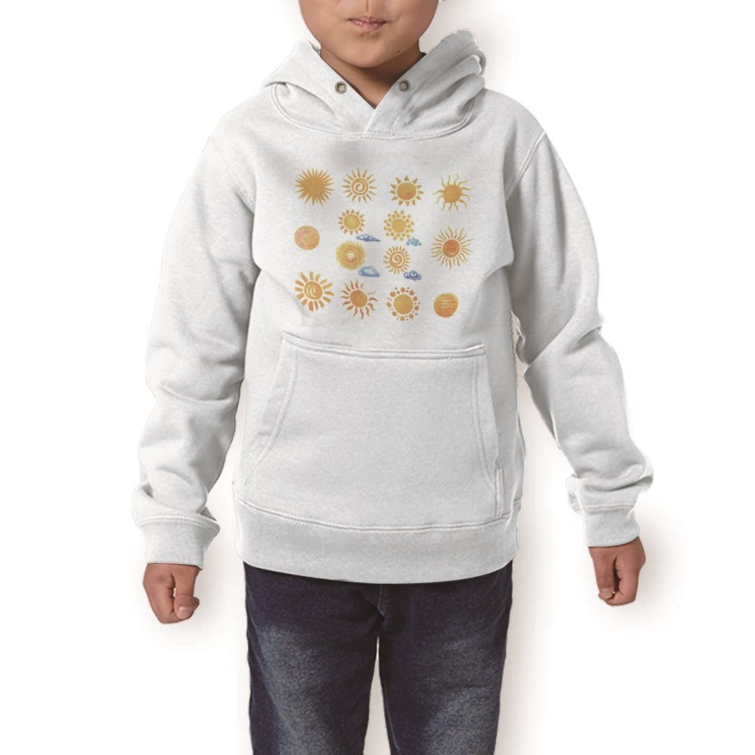 パーカー キッズ ホワイト グレー ブラック デザイン 110 130 150 parker hooded sweatshirt フーディ 白　黒　灰色 子供 男の子 女の子 014382 太陽　天気