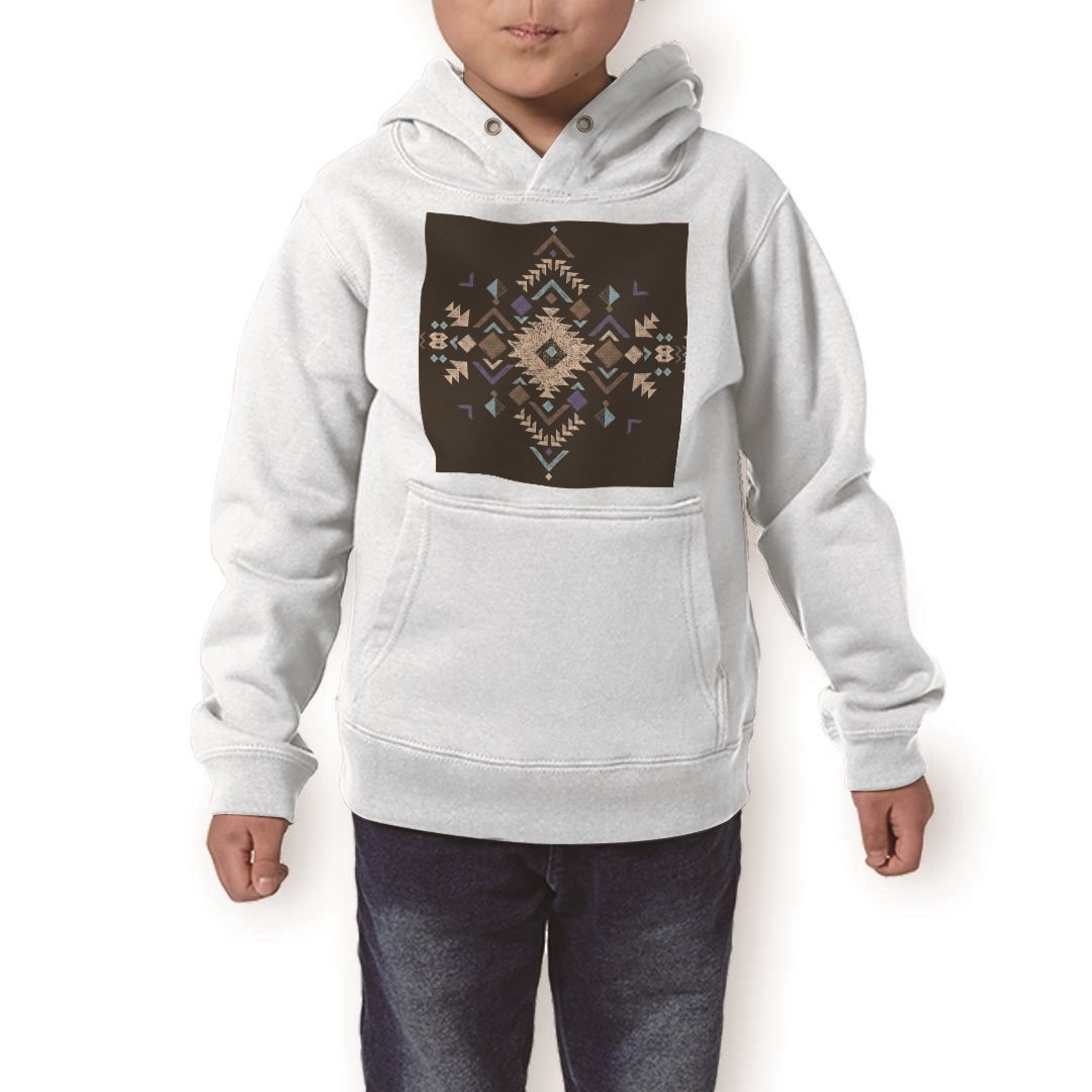 パーカー キッズ ホワイト グレー ブラック デザイン 110 130 150 parker hooded sweatshirt フーディ 白　黒　灰色 子供 男の子 女の子 014489 ネイティブ柄　模様