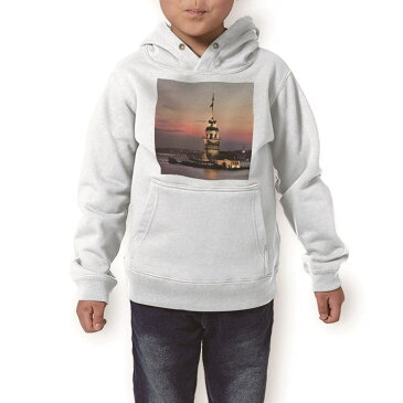 パーカー キッズ ホワイト グレー ブラック デザイン 110 130 150 parker hooded sweatshirt フーディ 白　黒　灰色 子供 男の子 女の子 014908 景色　夜景　建物