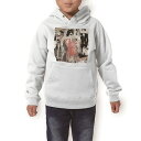 パーカー キッズ ホワイト グレー ブラック デザイン 110 130 150 parker hooded sweatshirt フーディ 白　黒　灰色 子供 男の子 女の子 014970 イラスト　女の子　英字　外国　ポスター