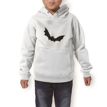 パーカー キッズ ホワイト グレー ブラック デザイン 110 130 150 parker hooded sweatshirt フーディ 白　黒　灰色 子供 男の子 女の子 015422 ハロウィン　コウモリ　モノクロ