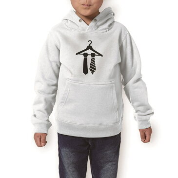 パーカー キッズ ホワイト グレー ブラック デザイン 110 130 150 parker hooded sweatshirt フーディ 白　黒　灰色 子供 男の子 女の子 015542 ネクタイ　ハンガー　モノクロ