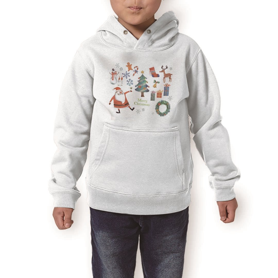 パーカー キッズ ホワイト グレー ブラック デザイン 110 130 150 parker hooded sweatshirt フーディ 白　黒　灰色 子供 男の子 女の子 015610 クリスマス　クリスマスツリー　サンタ