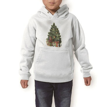 パーカー キッズ ホワイト グレー ブラック デザイン 110 130 150 parker hooded sweatshirt フーディ 白　黒　灰色 子供 男の子 女の子 015843 クリスマスツリー　プレゼント　冬