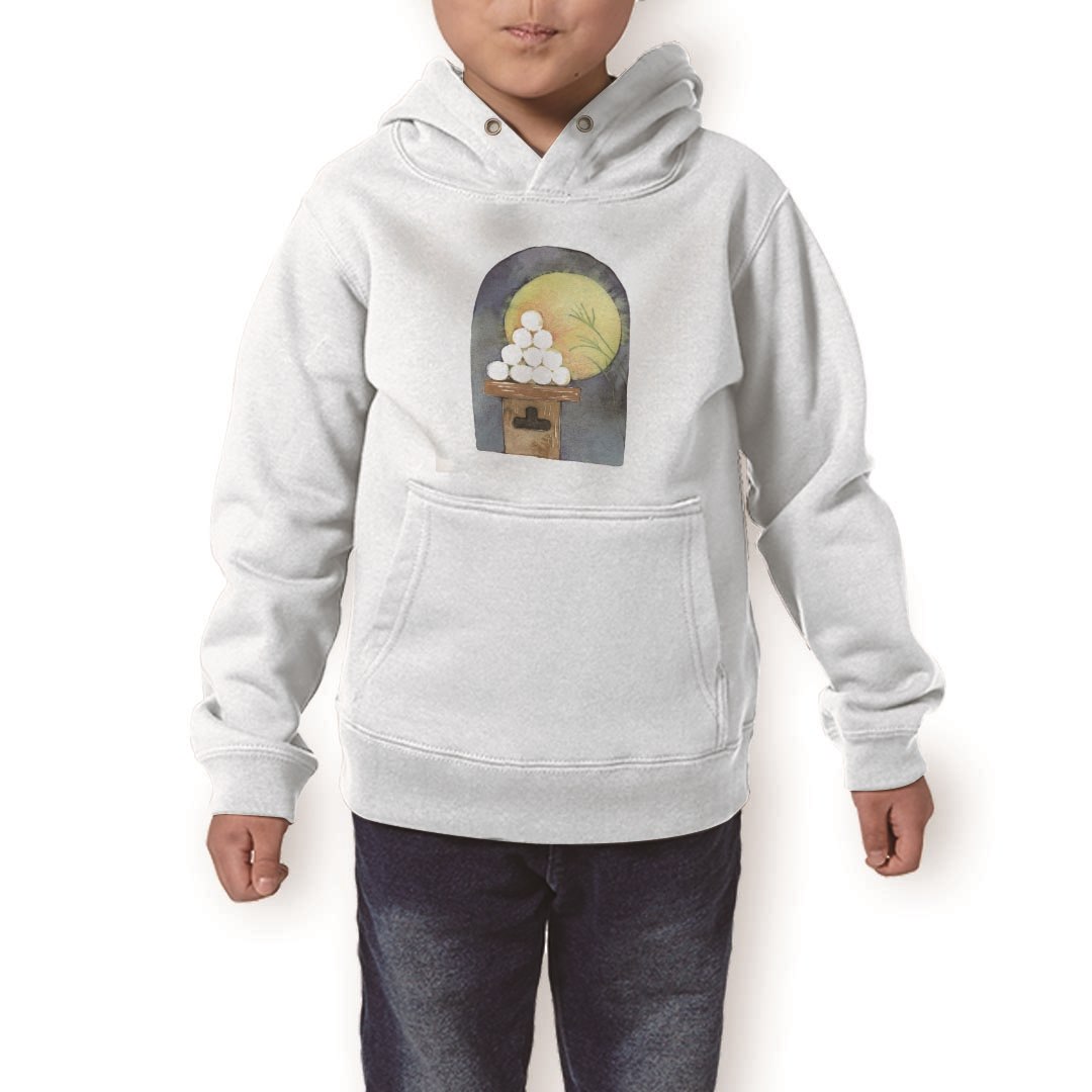 パーカー キッズ ホワイト グレー ブラック デザイン 110 130 150 parker hooded sweatshirt フーディ 白　黒　灰色 子供 男の子 女の子 015850 月見　十五夜　うさぎ