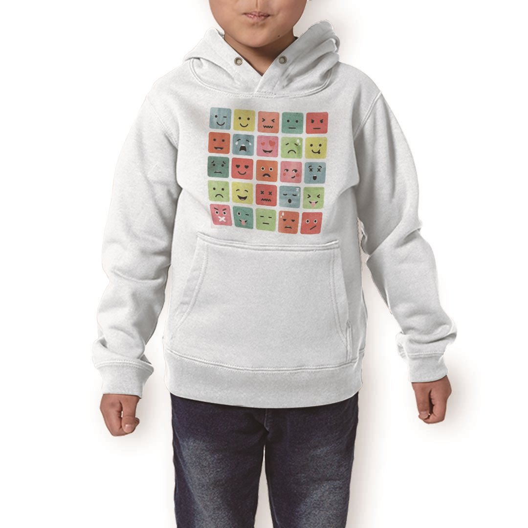 パーカー キッズ ホワイト グレー ブラック デザイン 110 130 150 parker hooded sweatshirt フーディ 白　黒　灰色 子供 男の子 女の子 015929 顔　笑顔　かわいい