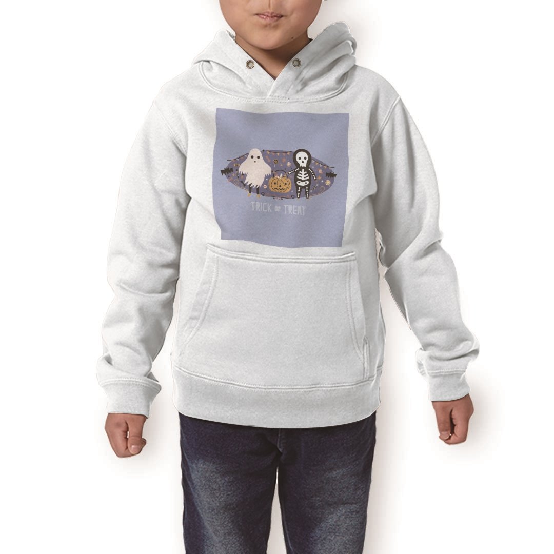 パーカー キッズ ホワイト グレー ブラック デザイン 110 130 150 parker hooded sweatshirt フーディ 白　黒　灰色 子供 男の子 女の子 016147 ハロウィン　おばけ　こうもり